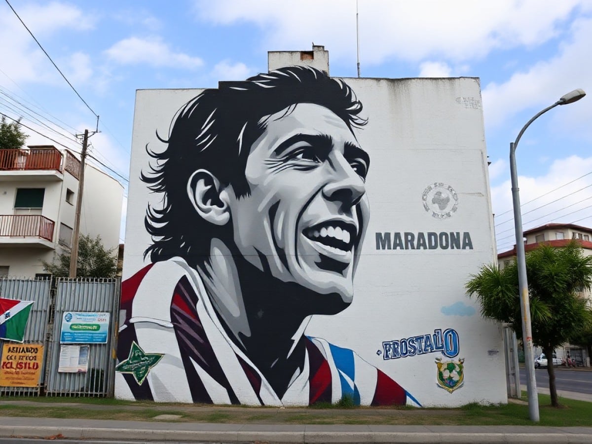 Posadas | Con un “cielo maradoniano” y frases icónicas, un artista le rindió homenaje al 10 en un mural