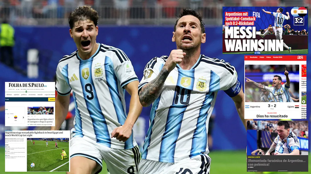«Dios ha resucitado»: la prensa mundial reaccionó a la agónica victoria de Argentina frente a Egipto